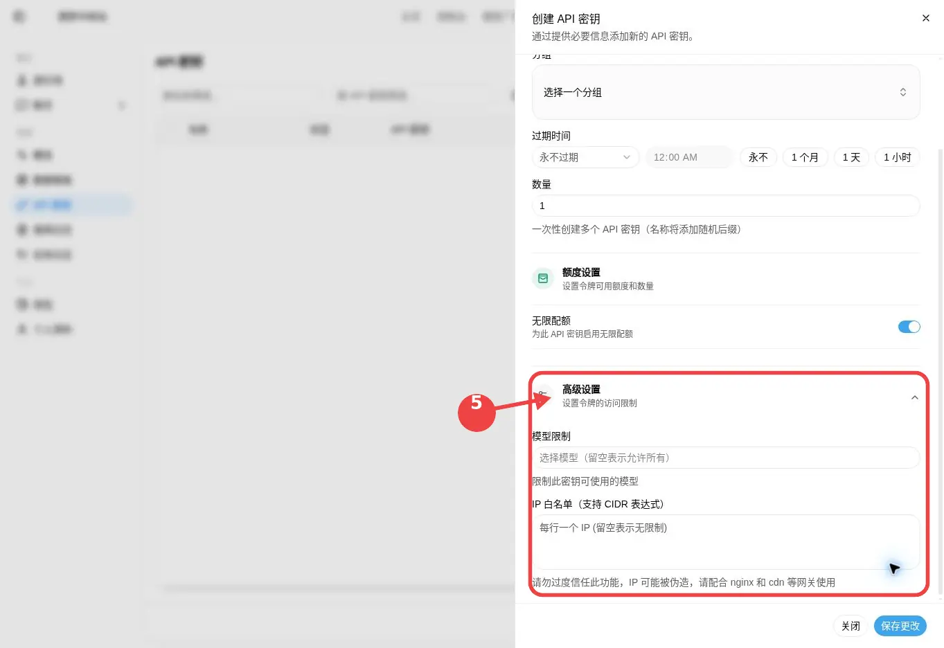 配置模型限制和 IP 白名单